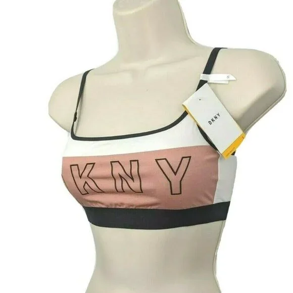 DKNY Intimates Womens Scoop Bralette Wire Free Bra Pink Logo Size Small S NEW - Picture 3 of 7